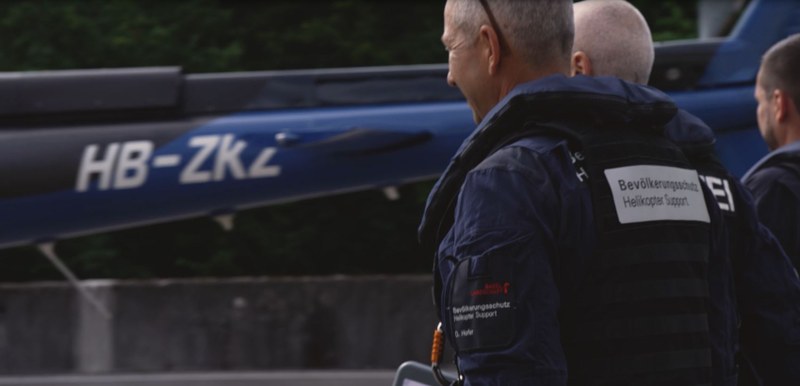 Bild aus Helikopter bei Aufnahmen einer Schadenlage
