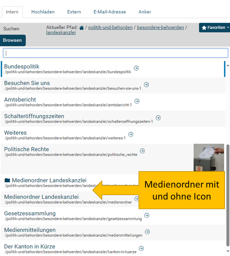 Beispiel Medienordner mit Icon