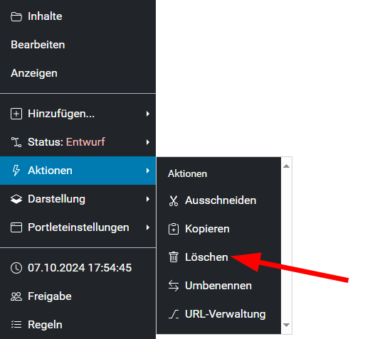 Löschen einer Seite