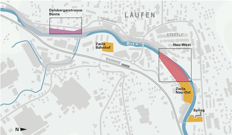 Hochwasserschutz Laufen: Bei der Delsbergerstrasse und in Nau-West wird gebaut