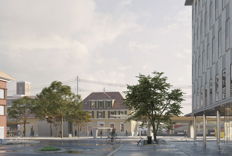 Visualisierung – Blick von Neuer Bahnhofstrasse (in Richtung Norden), Studio Gugger