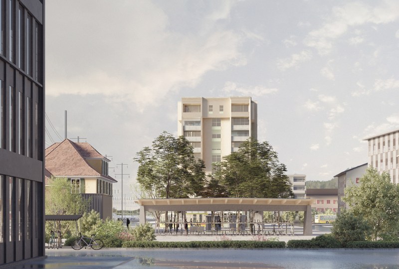 Visualisierung – Blick von Strafjustizzentrum (in Richtung Osten), Studio Gugger