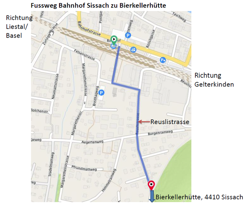 Anfahrt Bierkellerhütte Sissach