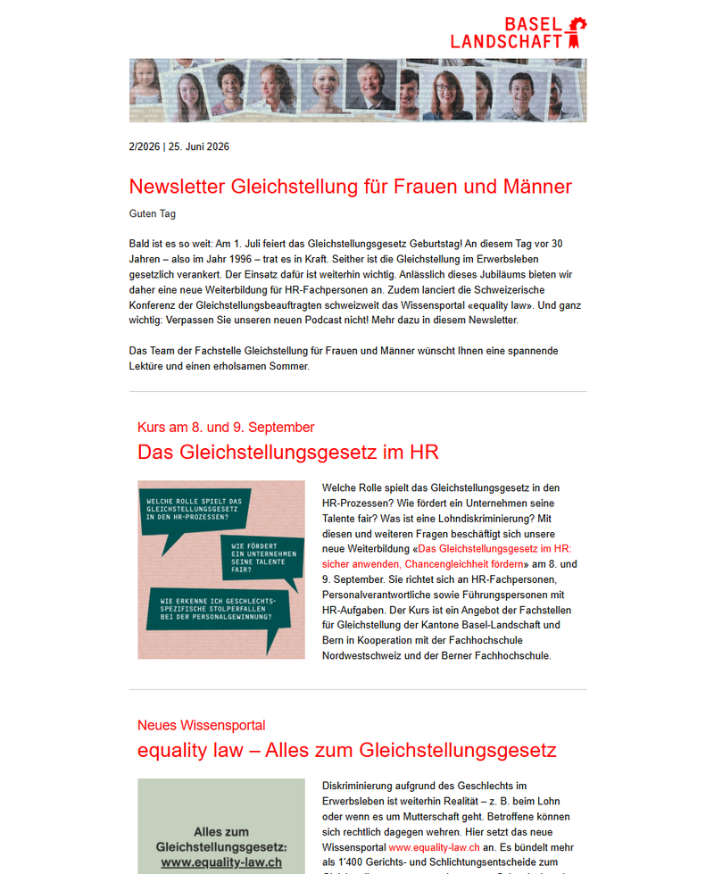 Newsletter-Vorschau "Gemeinsam für Gleichstellung"