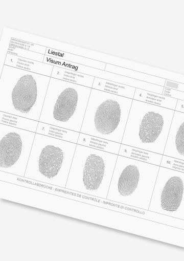Fingerabdruckbogen für Visumsanträge