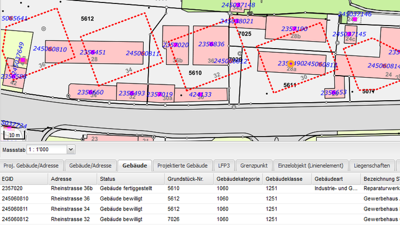 Projektierte Gebäude Pratteln