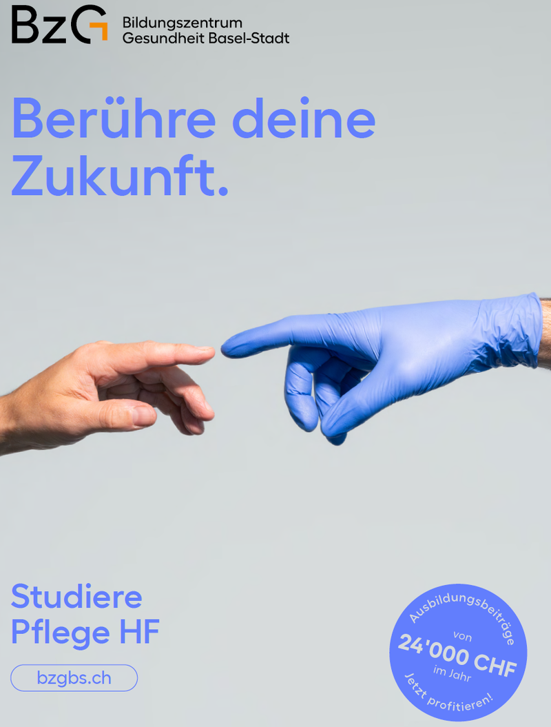 Zeigefinger zweier Hände (eine davon in blauem Einweghandschuh) berühren sich fast