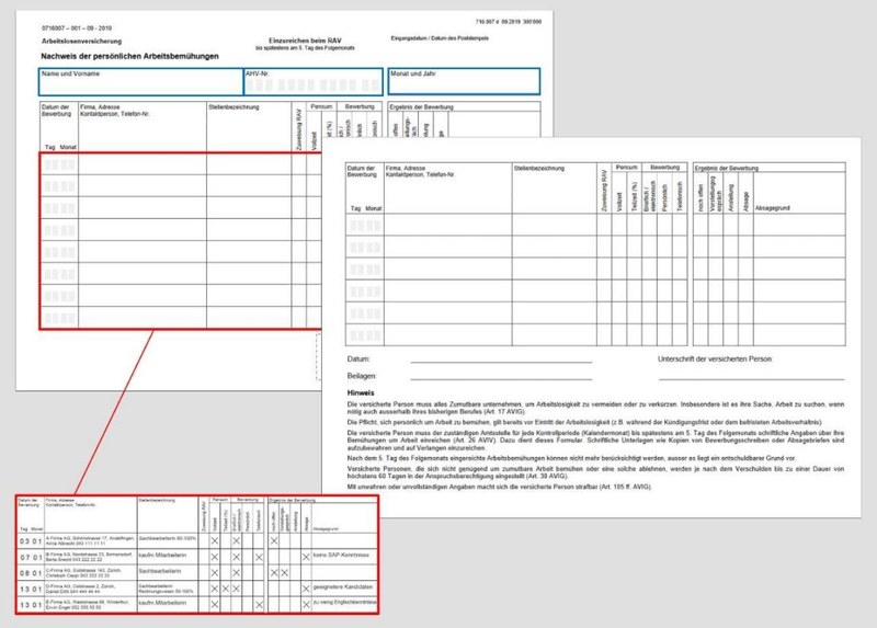 03 Formular "Nachweis der persönlichen Arbeitsbemühungen" ausfüllen