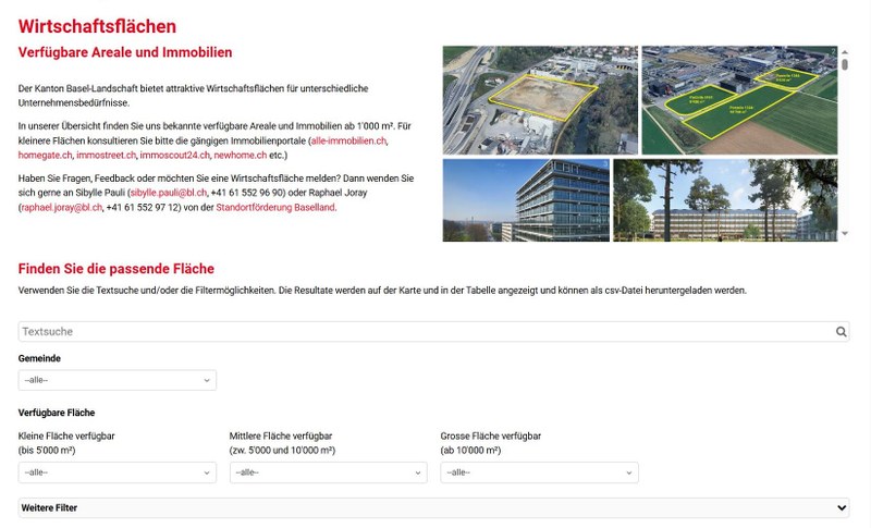 Digitales Wirtschaftsflächen-Dashboard – ein Schlüssel zum Erfolg im Baselbiet