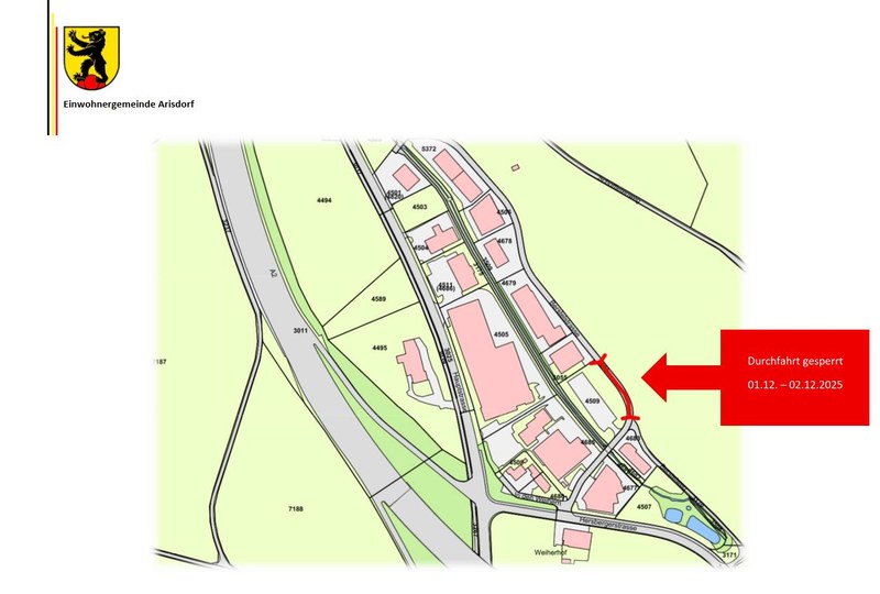 Berstelstrasse / Sperrung 01.12. – 02.12.2025