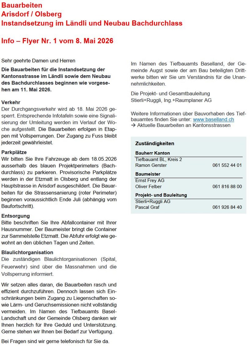 Der Durchgangsverkehr wird ab dem 18. Mai 2026 gesperrt.