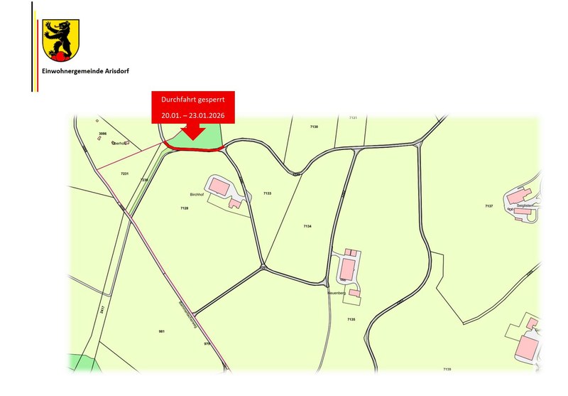 Strassensperrung Birchhof / Verlängerung bis 30. Januar 2026