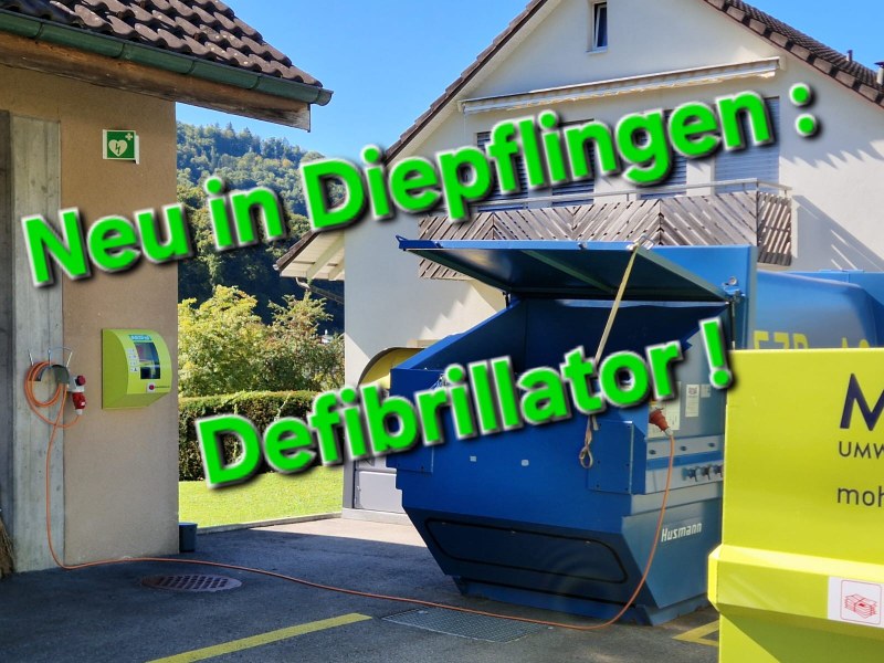 Neu - Defibrillator bei der Sammelstelle