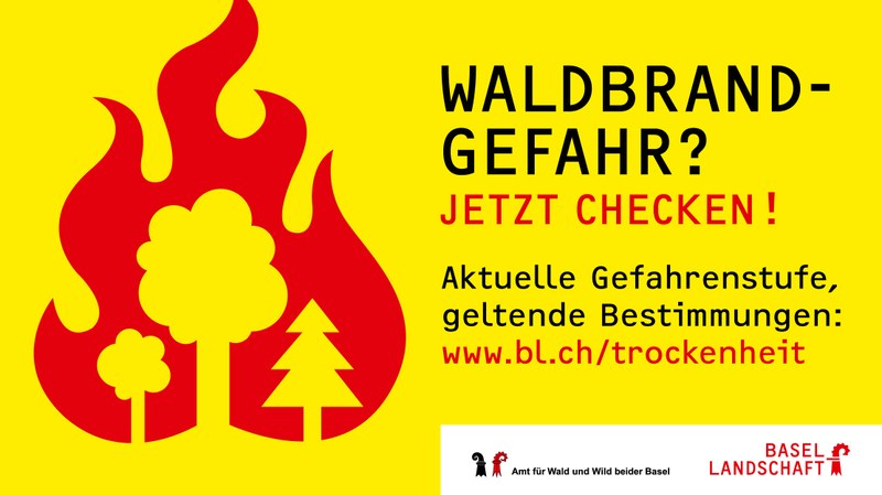 Waldbrandgefahr - aktuelle Meldungen und geltende Bestimmungen unter www.bl.ch/trockenheit