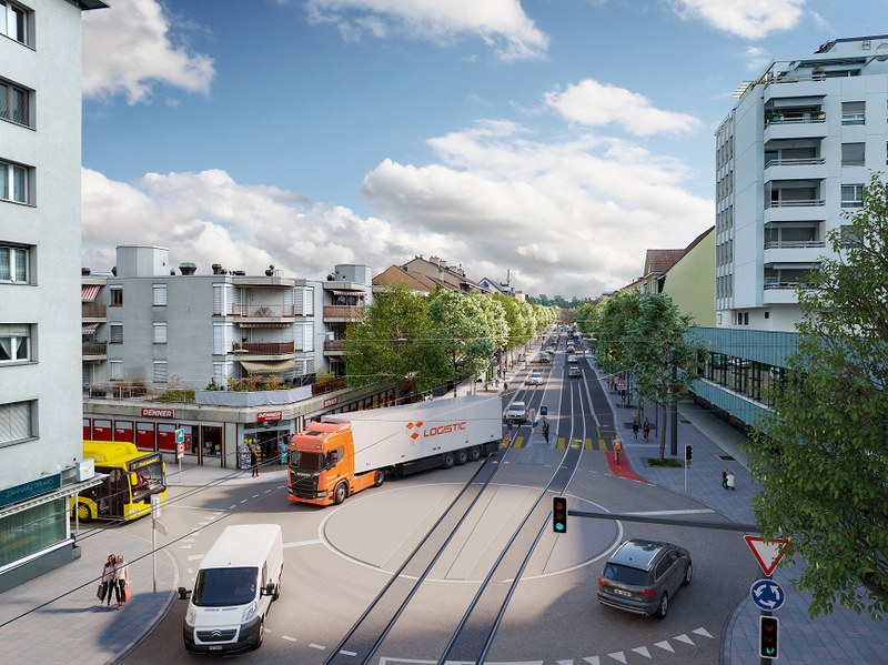 Bilder der Neuen Ortsdurchfahrt Birsfelden (Tiefbauamt BL)