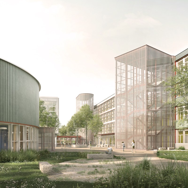 Neubau Sek Allschwil Visualisierung © Filippo Bolognese Images