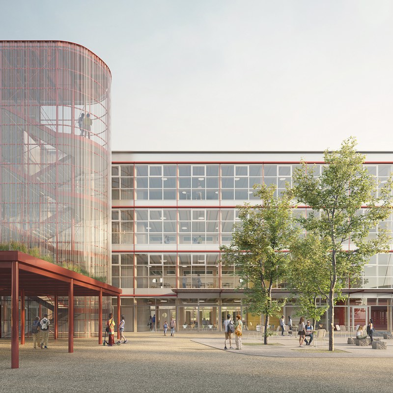 Neubau Sek Allschwil Visualisierung © Filippo Bolognese Images